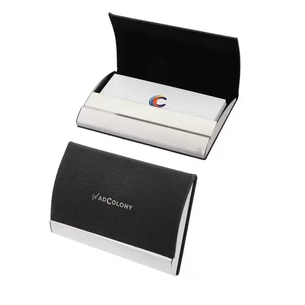 Laserable leatherette card holder.