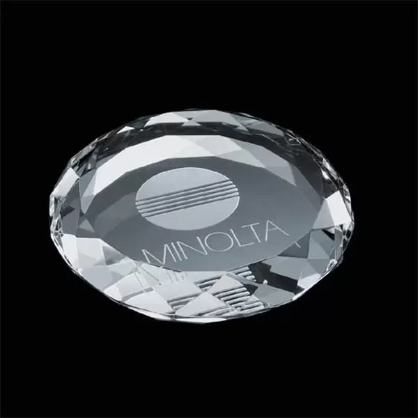 Optical crystal round paperweight.