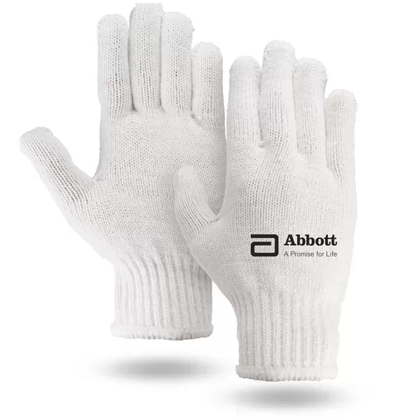 White knit work gloves,