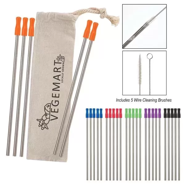 5-pack reusable stainless straw