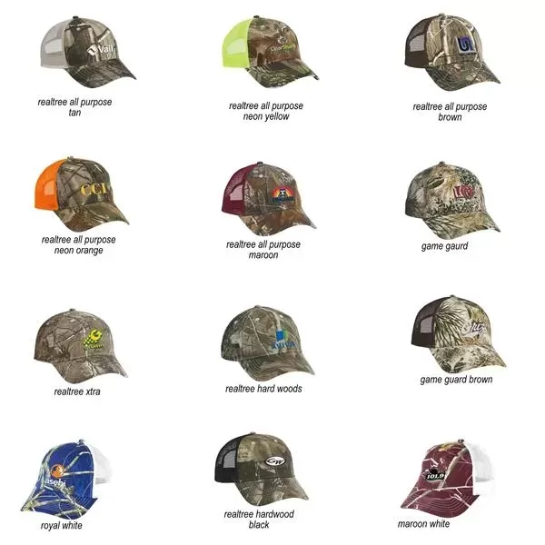 Structured, six-panel camouflage cap