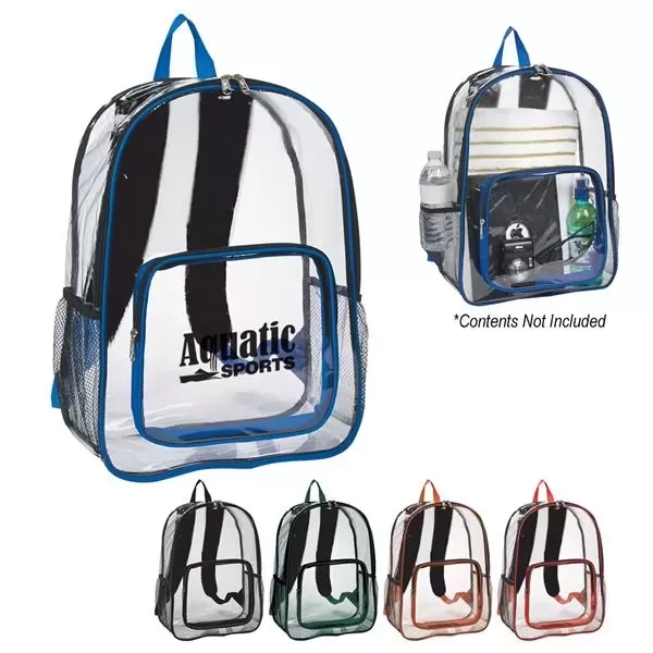 Clear backpack with adjustable