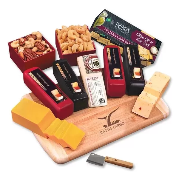 Cutting board with cheese,