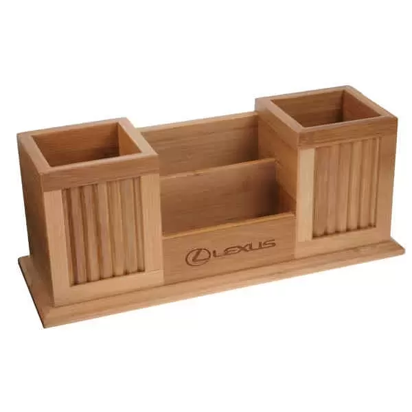 Bamboo desktop organizer. 