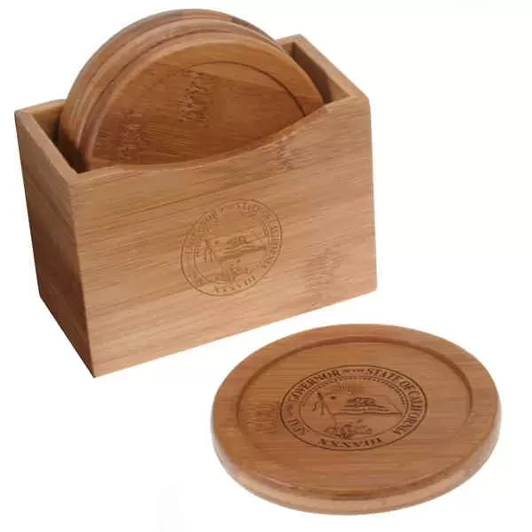 Bamboo coaster set. 