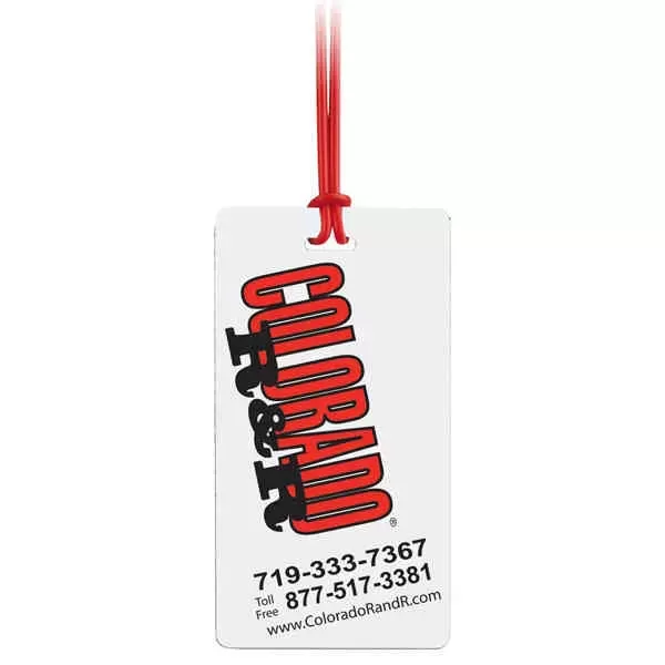 Self-laminating vinyl luggage tag