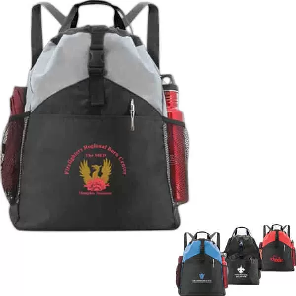 Drawstring backpack with extra
