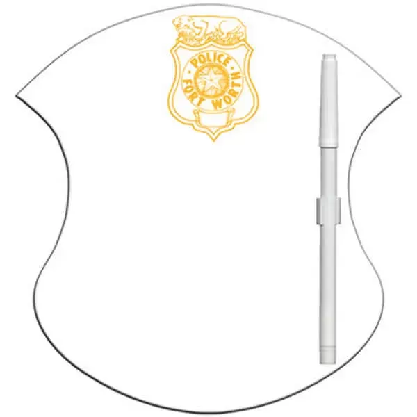 Badge shaped dry erase